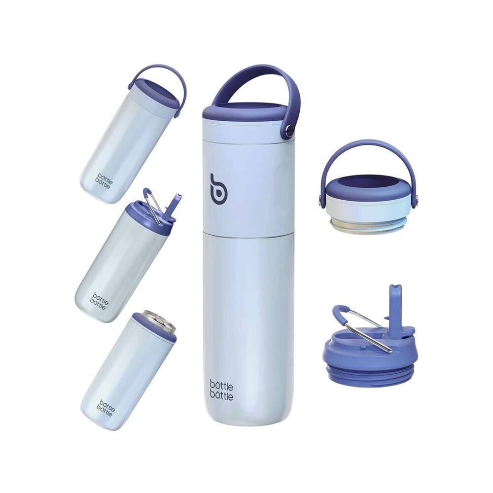 Bottle Bottle Magic Cube 3-in-1 Water Bottle Ocean Blue Leakproof Sports Tumbler